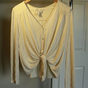 MAX STUDIOS Cream Tie Front Blouse
